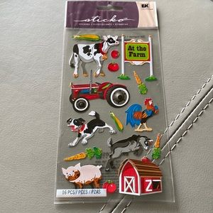 Farm stickers : rooster tractor cow pig …